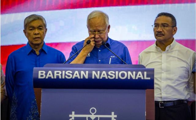 5月10日，即将离职的马来西亚前总理纳吉布发表演讲。