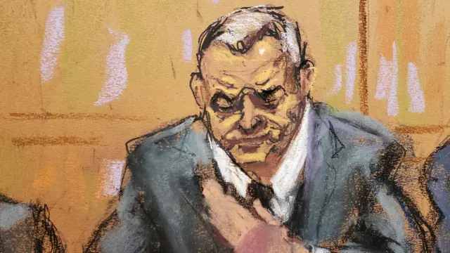 Ilustración de Genaro García Luna durante el juicio