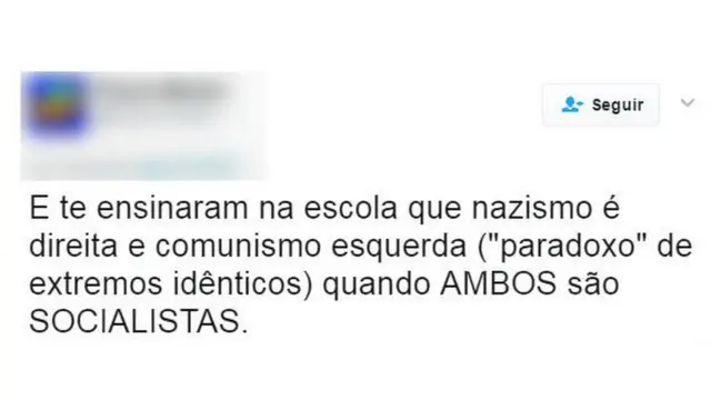 Tuíte sobre nazismo