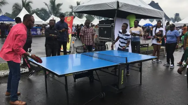 Pipo dey play table tennis for Bole festival