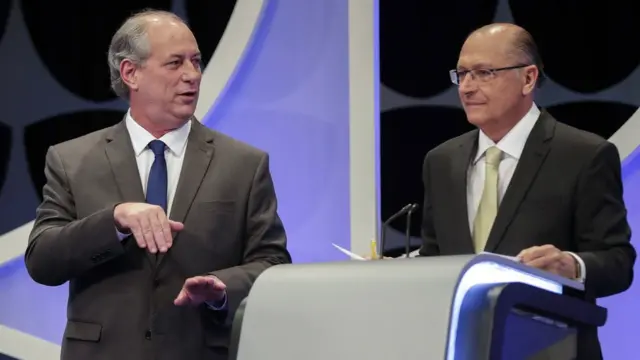 Ciro Gomes e Geraldo Alckmin durante debate realizado nesta quarta-feira pelo SBT, Folhajogos de cartas grátisS.Paulo e UOL