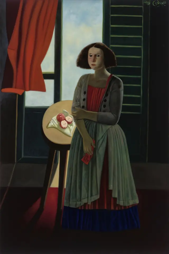 يحتل قماش الثوب أو الرداء أو الستائر إلى جانب جسد المرأة مكانا مركزيا في تكوين لوحة عفيفة