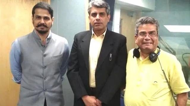 India's Most Fearless पुस्तकाचे लेखक राहुल सिंह आणि शिव अरूर यांच्याबरोबर बीबीसी प्रतिनिधी रेहान फजल (डावीकडे)