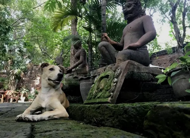 Короткий отдых среди древних статуй