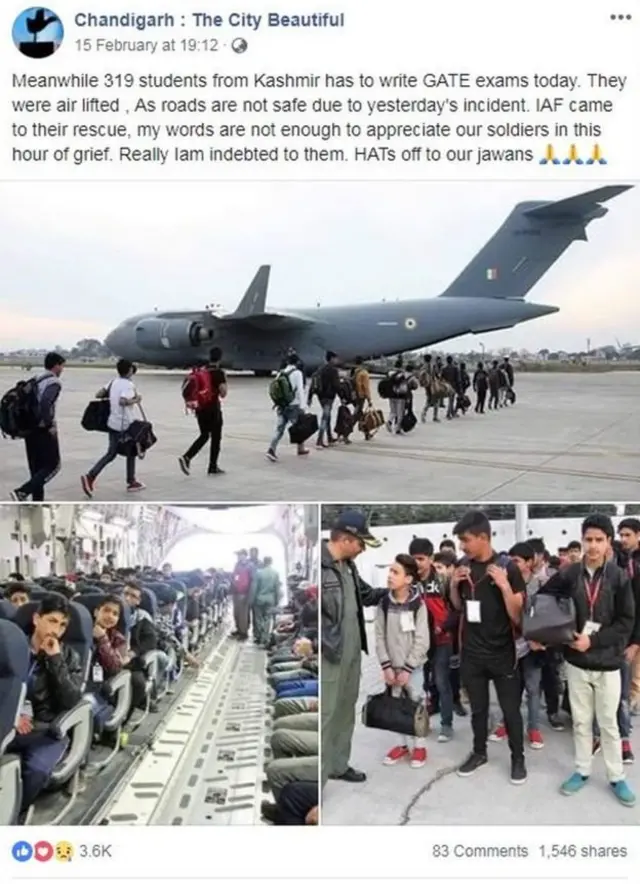 ਏਅਰਲਿਫਟ ਕਰਨ ਦੀਆਂ ਤਸਵੀਰਾਂ ਪੁਲਵਾਮਾ ਹਮਲੇ ਤੋਂ ਕੁਝ ਦਿਨ ਪਹਿਲਾਂ ਦੀਆਂ ਹਨ