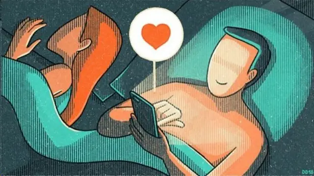 ilustraçãotruques para ganhar na roletacasal heterossexual, ela olhando o celular