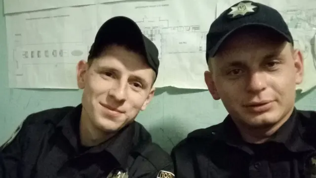 Василь Коряк з іншим ветераном АТО Євгеном, який також пішов у поліцію