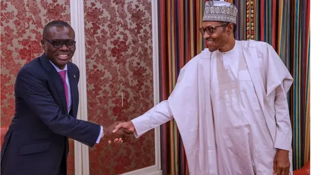 Govnor, Babajide Sanwo-Olu meet wit President Muhammadu Buhari on Tuesday for Aso Rock to discus how Nigeria goment fit help Lagos remain di 5th largest Economy for Lagos