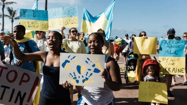 Акція проти російського вторгнення в Україну у місті Дурбан, Південна Африка, 6 березня 2022 року