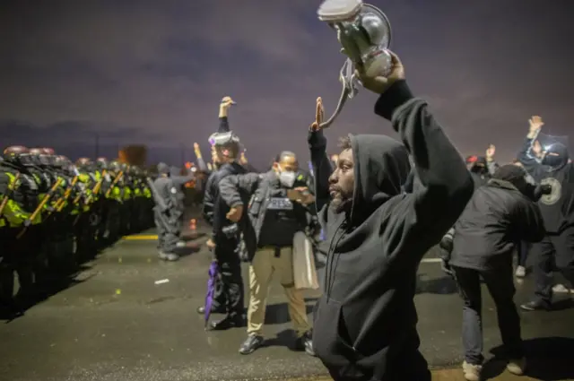 Protesters again took to the streets on Monday night