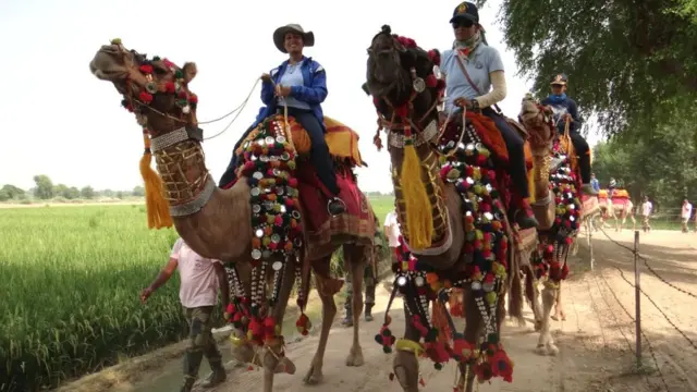 குஜராத்தில் இருந்து கிளம்பிய ஒட்டக ஊர்வலம் தற்போது பஞ்சாபில் உள்ள அபோஹருக்கு வந்துள்ளது.