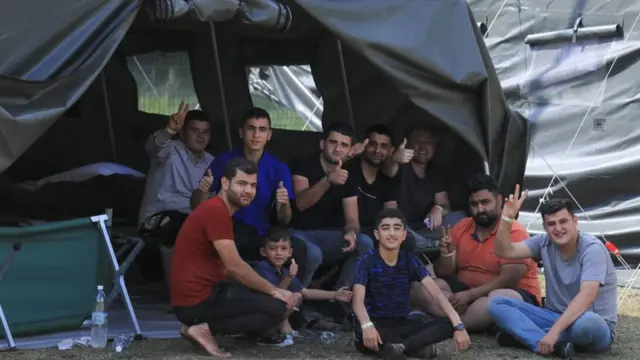 Мигранты в лагере в Литве