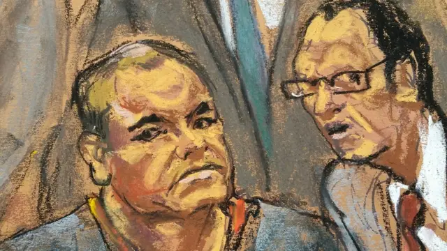 Dibujo de Guzmán en una corte en EE.UU.