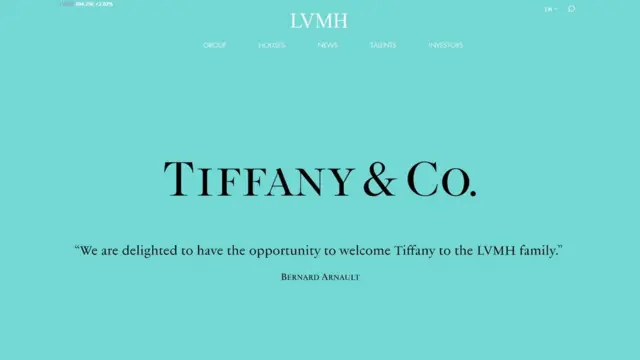 Tiffany's şirketini bünyesine kattığını açıklayan LVMH, internet sitesini ikonik şirketin mavi rengine boyadı