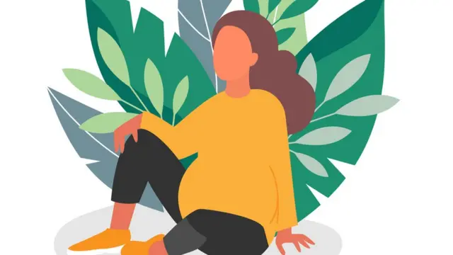 Ilustração mostra mulher grave com plantas atrás