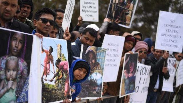 穆斯林抗议针对罗兴亚的暴力