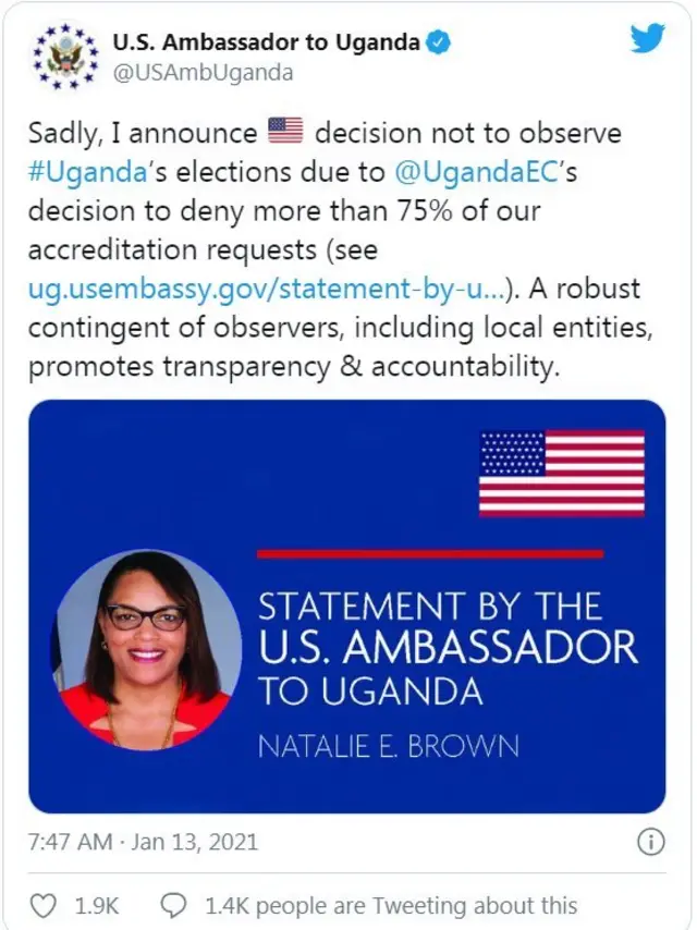 Ikede ilẹ Amẹrika loju opo Twitter