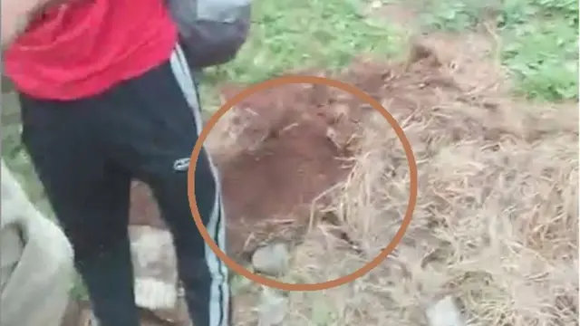 శిశువును సమాధి చేసేందుకు తీసిన గొయ్యి