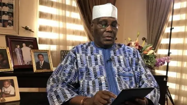 Atiku Abubakar yana jawabin a lokacin da ya bayyana cewa ya fita daga jam'iyyar APC