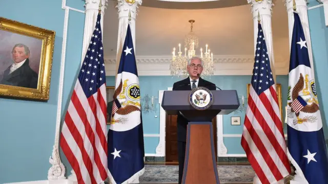 تیلرسون در تالار معاهدات وزارت خارجه