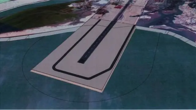 কক্সবাজার বিমানবন্দরকে আন্তর্জাতিক মানে উন্নীত করার কাজ চলছে। এটি রানওয়ের নকশা।