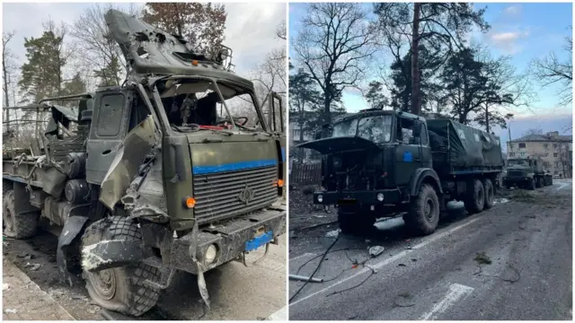 Спалена українська колона в Бучі