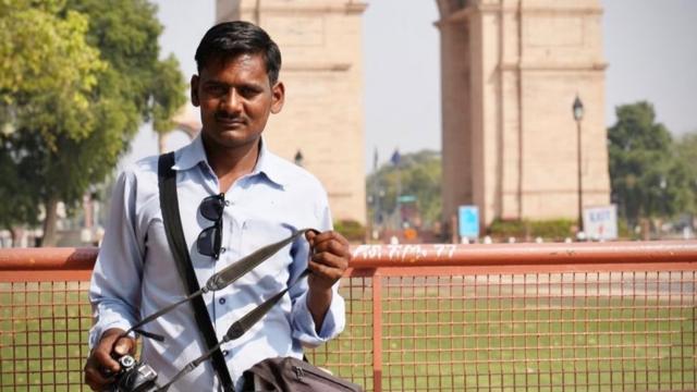 Tejpal Kashyap, a photographer, at the iconic India Gate in Delhi,