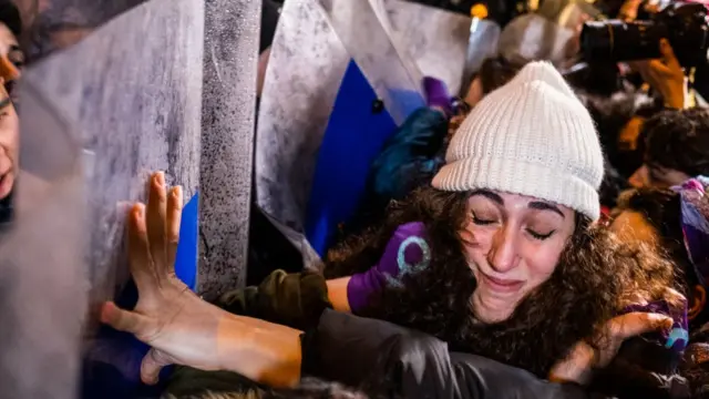 8 mart kadın yürüyüşünden bir fotoğrafta