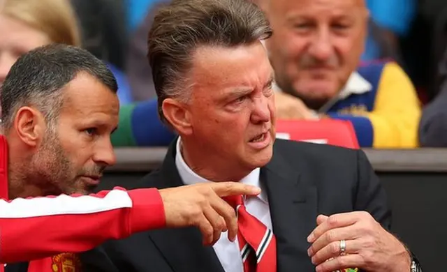 Giggs and Van Gaal pictured on the Manchester United bench in August 2014