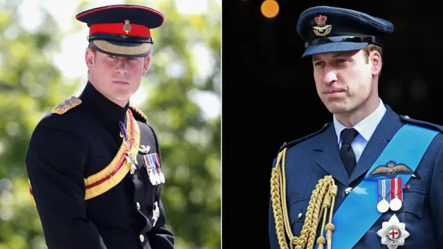 Hoàng tử Harry và William mặc quân phục