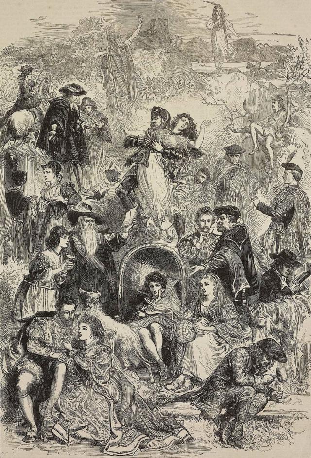Ilustración de Waverley, novela histórica de Walter Scott, grabado de The Illustrated London News, No 1664, 12 de agosto de 1871.