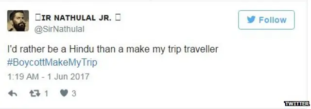 बीफ, मेक माय ट्रिप, बीजेपी