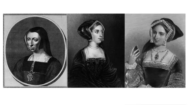 (จากซ้ายไปขวา) - แคทเธอรีนแห่งอารากอน, แอนน์ โบลีน, และเจน ซีมอร์