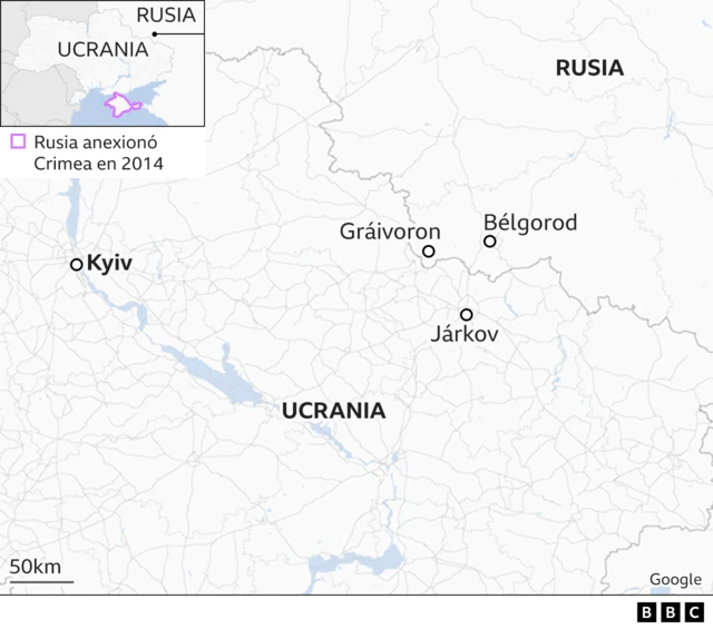 Mapa de la región de Bélgorod