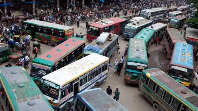 ঢাকা শহরের অনেক রাস্তাই এখন পুরোপুরিভাবে বাসের দখলে।