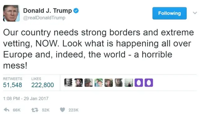 Screengrab of tweet by President Trump