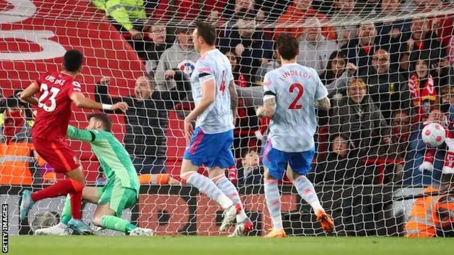 Luis Diaz của Liverpool mở tỷ số vào lưới Manchester United vào tháng Giêng