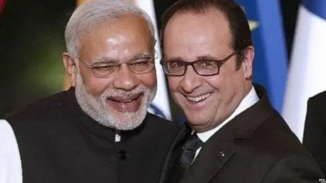 नरेंद्र मोदी और फ़्रांस्वा ओलांद