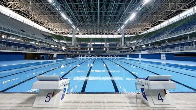 La piscina en el Estadio Acuático de Natación