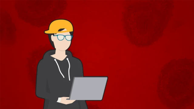 شاب يلبس نظارات طبية ويحمل جهاز كمبيوتر