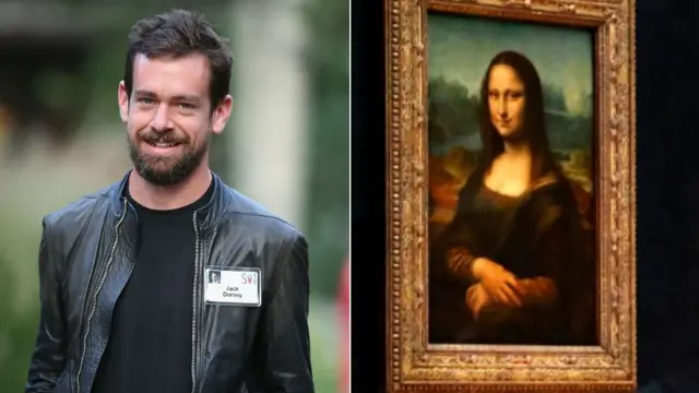 Jack Dorsey and Mona Lisa painting