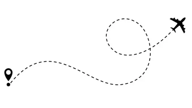 Dibujo de un avión haciendo una ruta.