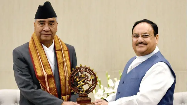 देउबा ने बीजेपी मुख्यालय में पार्टी प्रमुख जेपी नड्डा से मुलाक़ात की थी