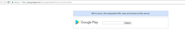 URL page wey show say NIMC don delete di app for Google play store