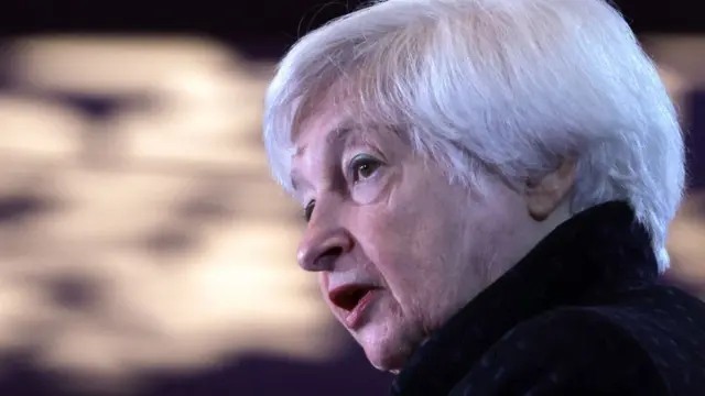La Secretaria del Tesoro de EE.UU., Janet Yellen, habla durante la Cumbre de Capital 2023 de Independent Community Bankers of America (ICBA) el 16 de mayo de 2023 en Washington