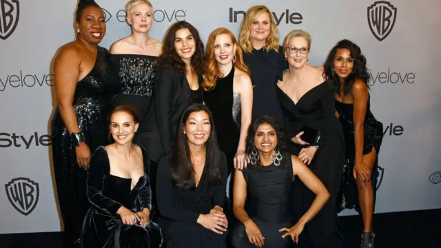 Actrices de Hollywood visten de negro para la entrega de los Globo de Oro