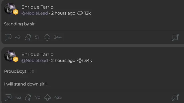 Enrique Tarrio's messages