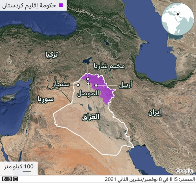 يقع مخيم شاريا ضمن إقليم كردستان العراق