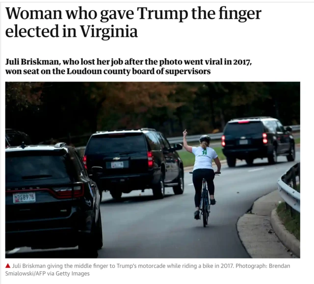 جولی بریسکمن (دوچرخه سوار) به علت آنچه نقض قوانین محل کارش به علت انتشار این عکس عنوان شده بود، ناچار به استعفاء شد