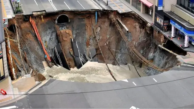 When images of this sinkhole in Fukuoka, Japan, appeared on 8 November, social media users saw an omen for the US election